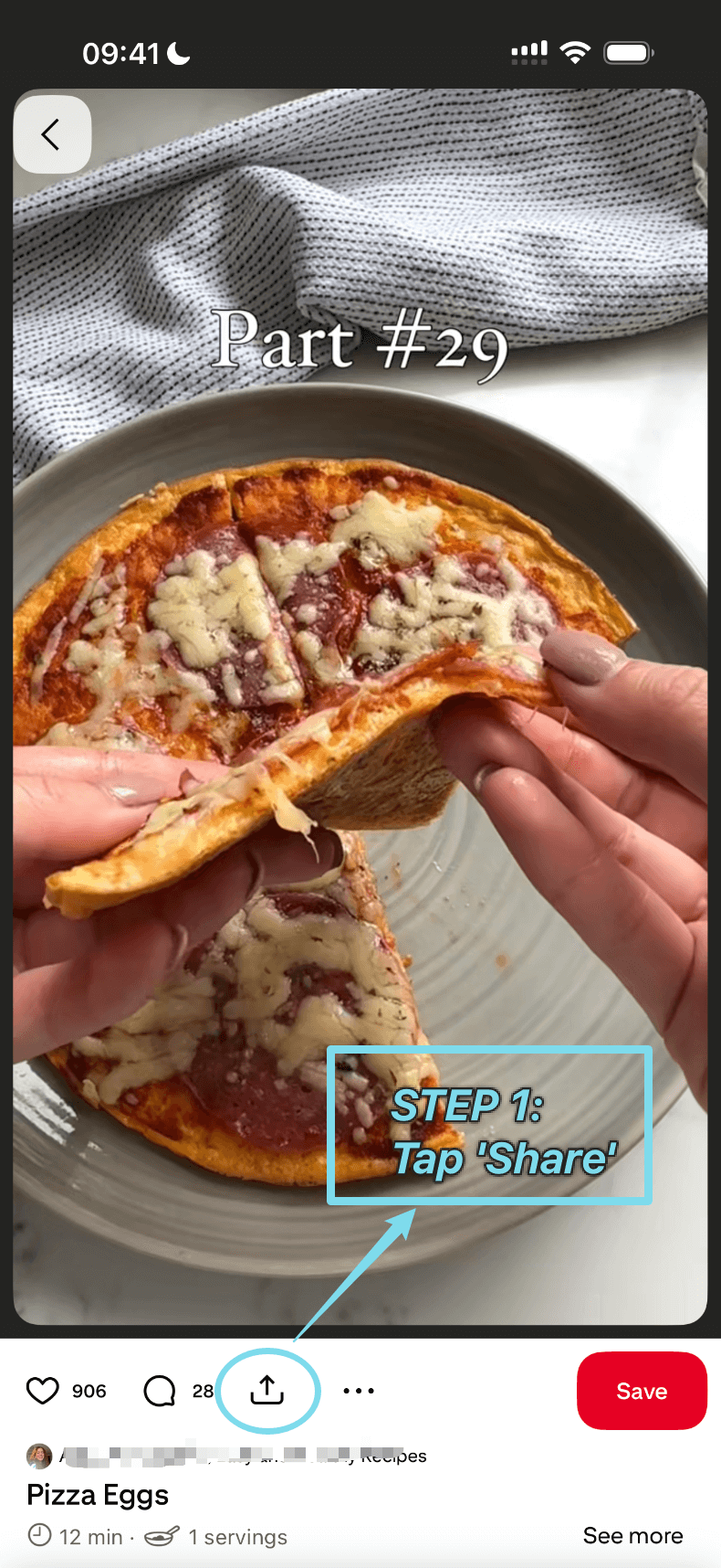 Open the Share Menu - Step 1