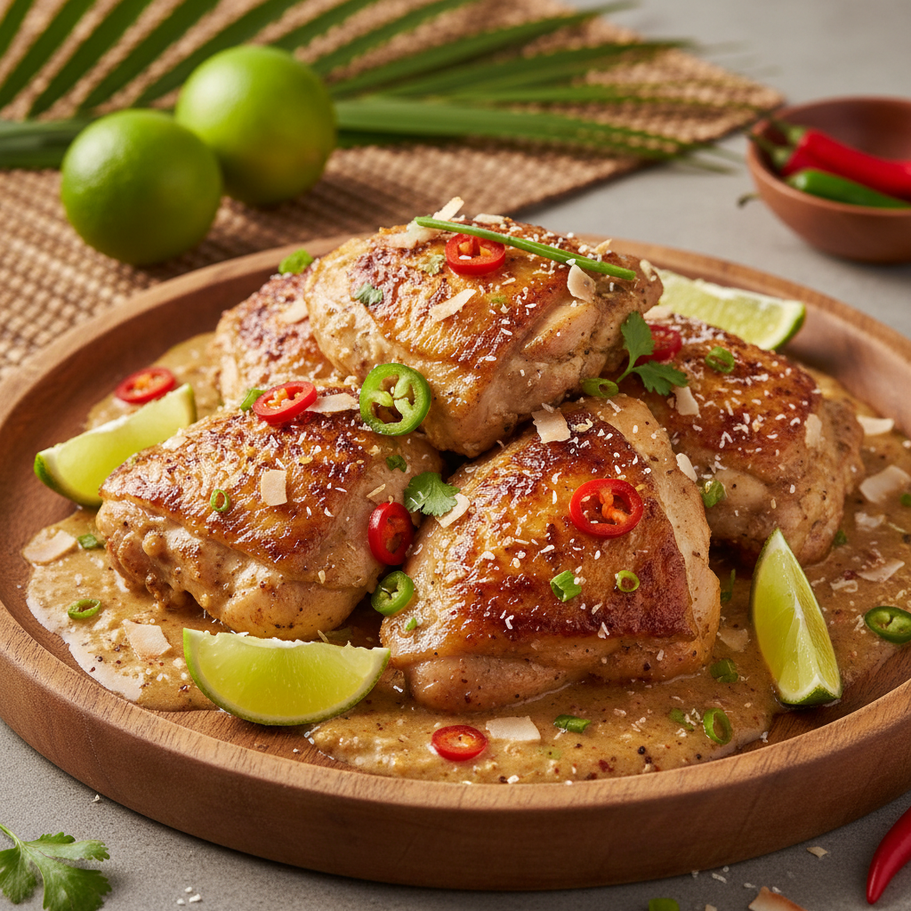 Caribbean Smothered Chicken With Coconut, Lime, and Chiles