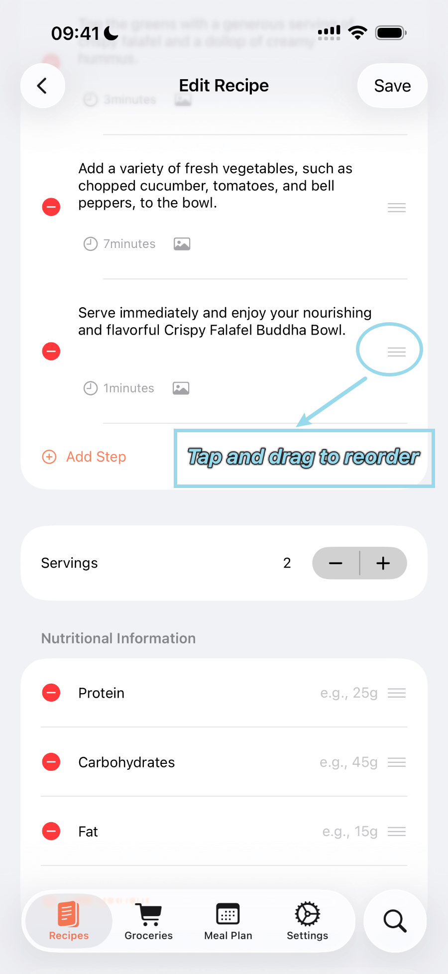 Modify Ingredients - Step 3