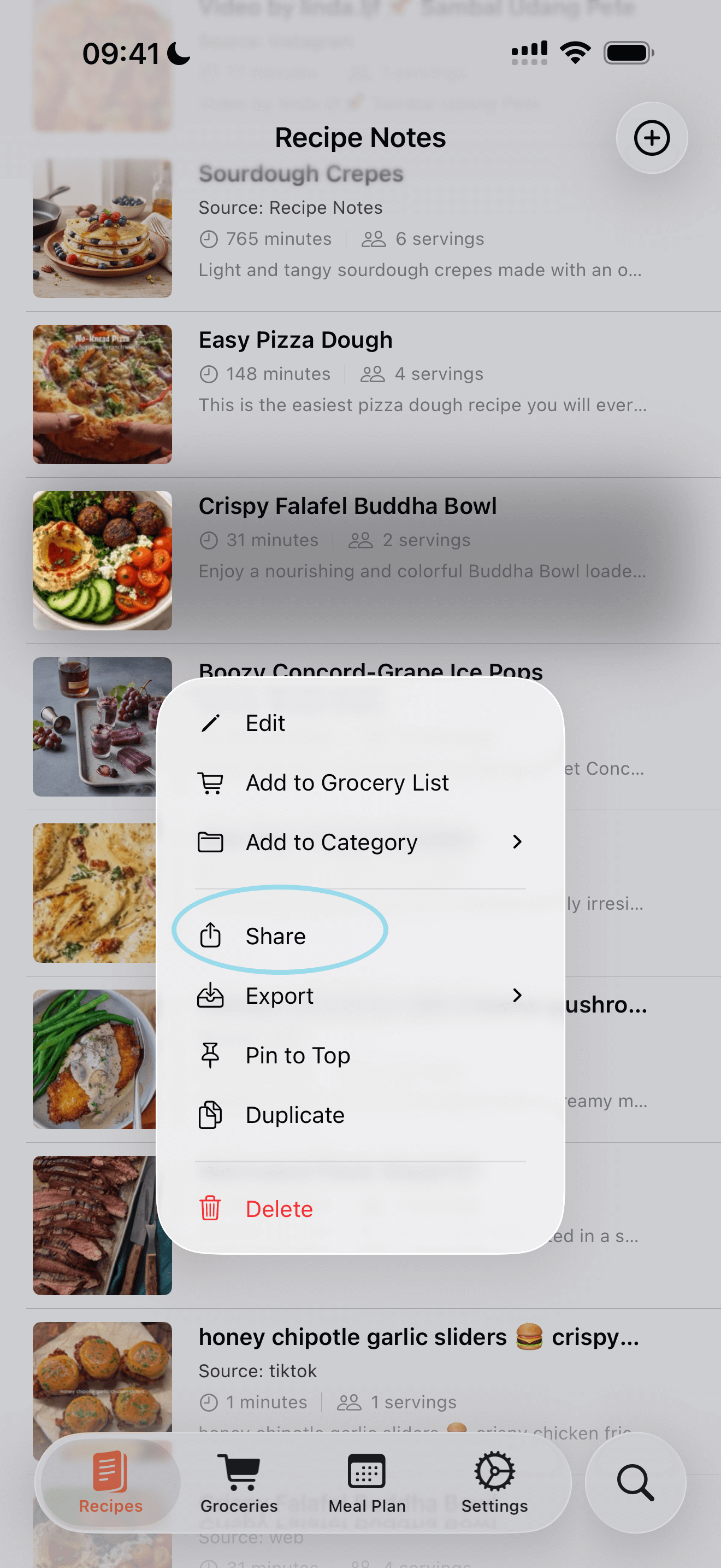 Choose Your Recipe to Share - Step 1