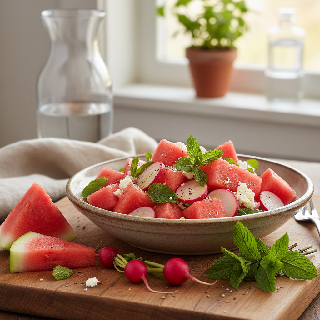 Watermelon Salad With Radishes and Mint