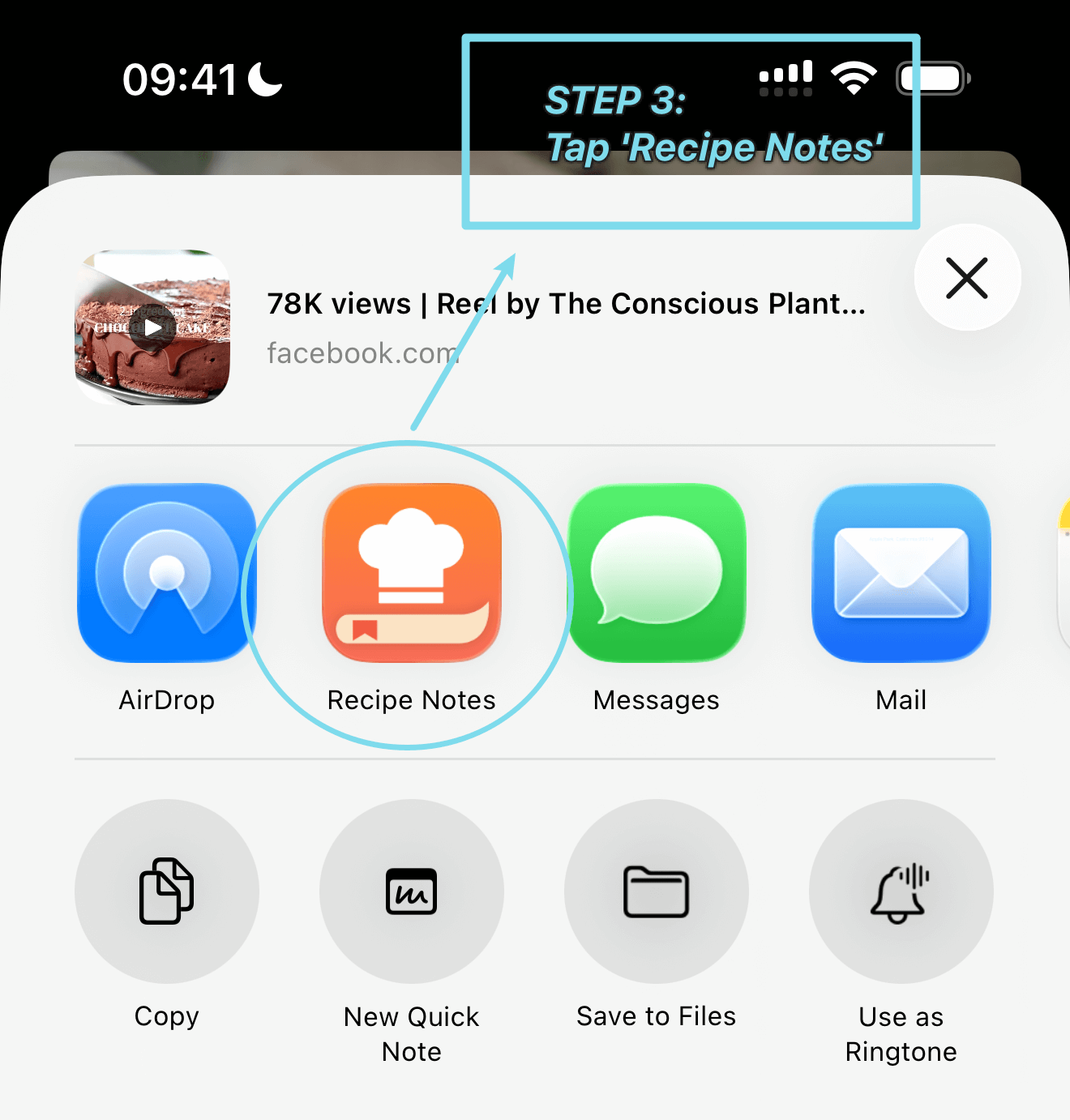 Select Recipe Notes - Step 3
