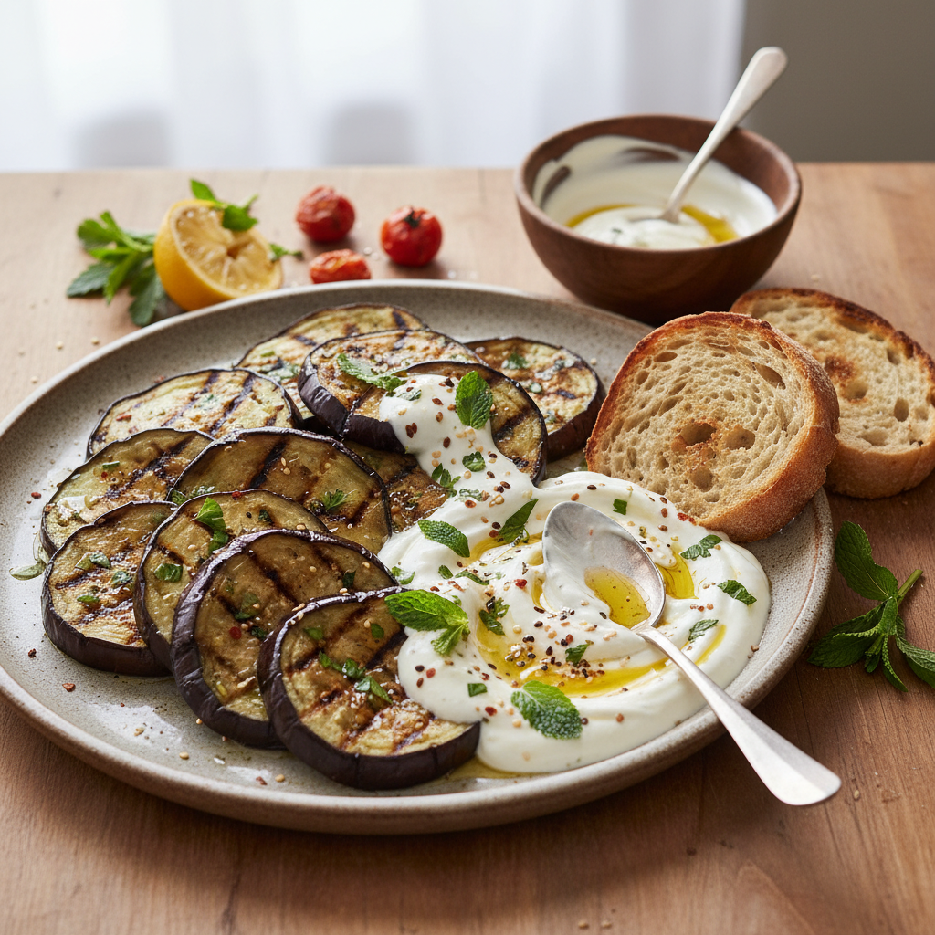 Grilled Eggplant With Garlicky Tahini-Yogurt Sauce