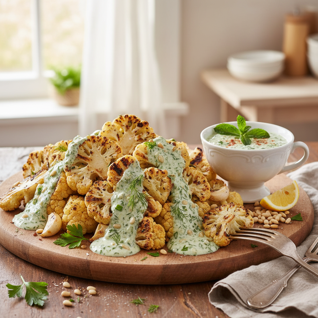 Grilled Cauliflower Wedges With Herb Tarator