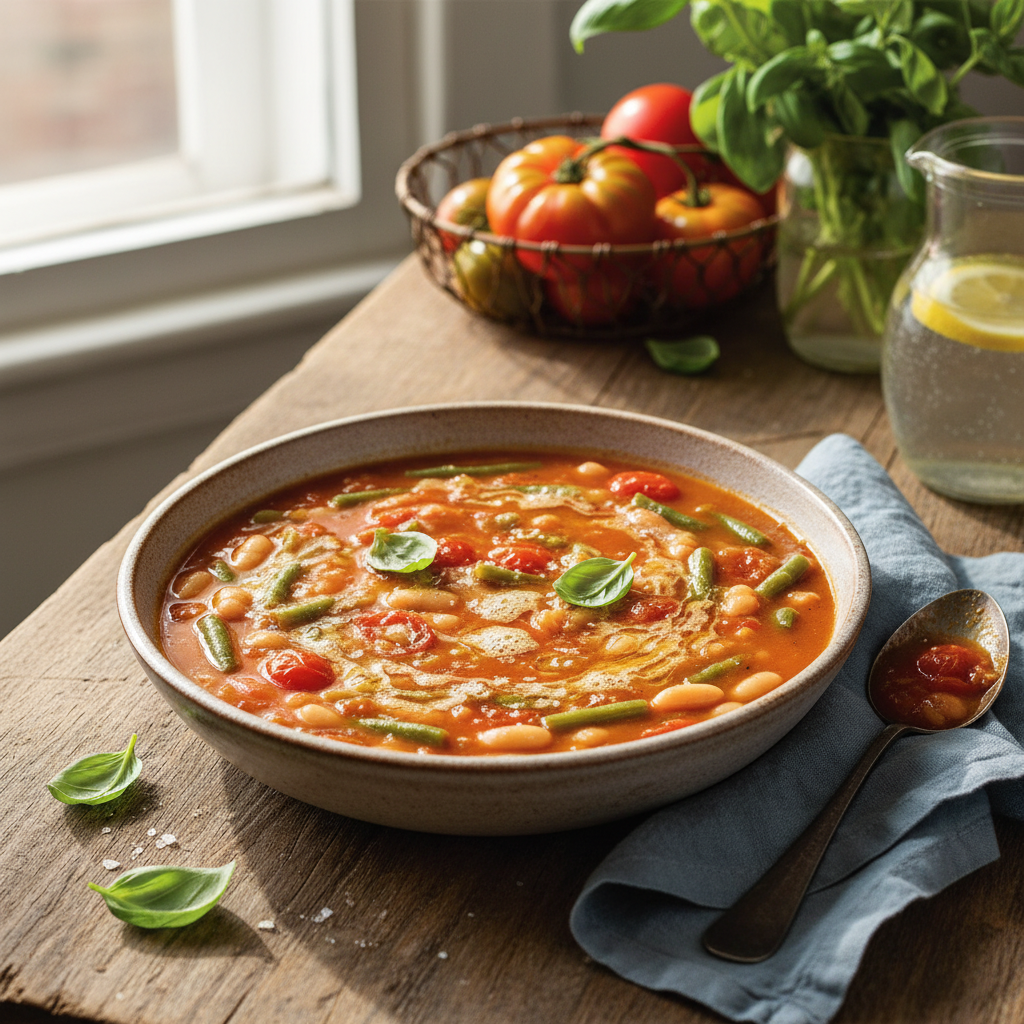 Summer Bean Soup With Tomato Brown Butter