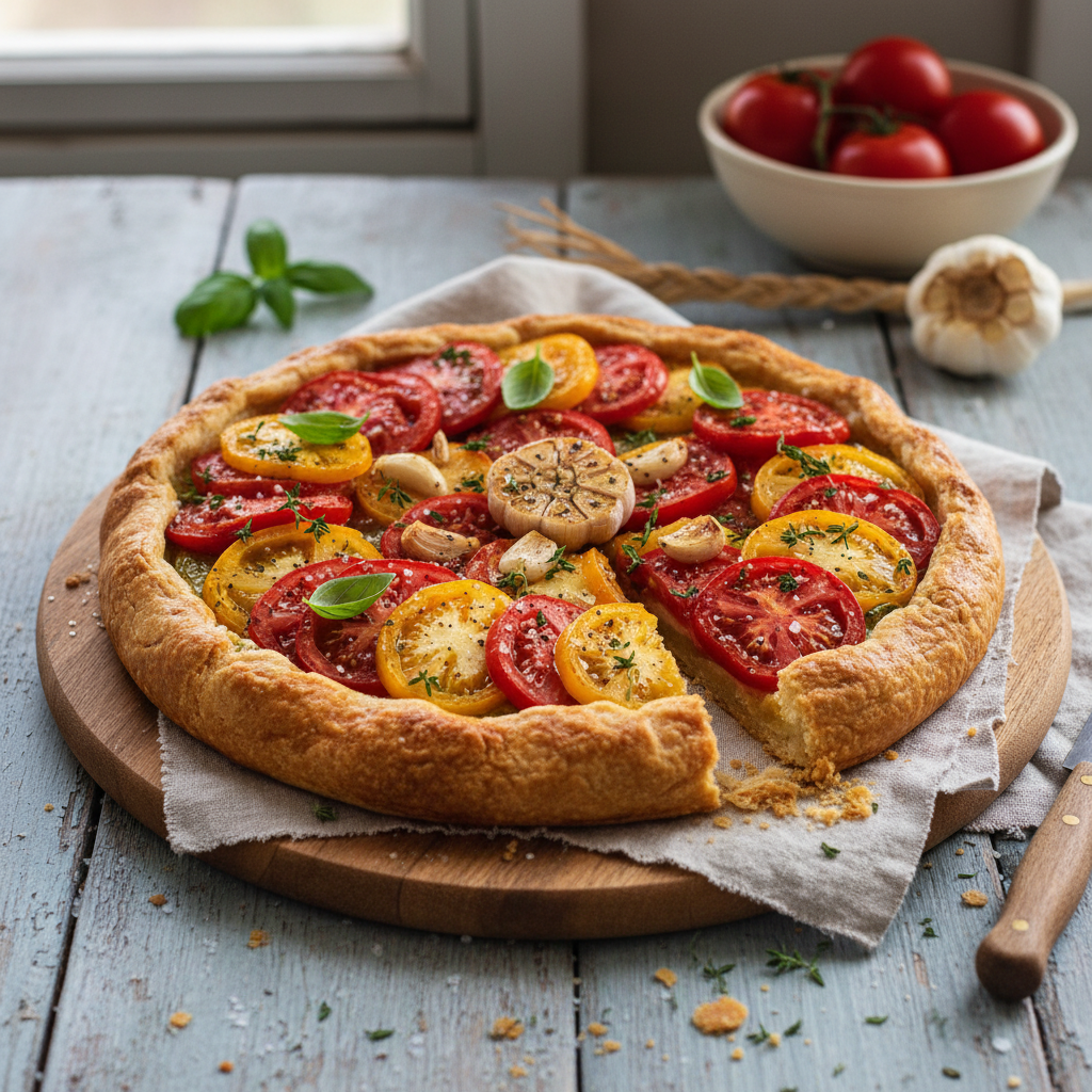 Tomato and Roasted Garlic Pie