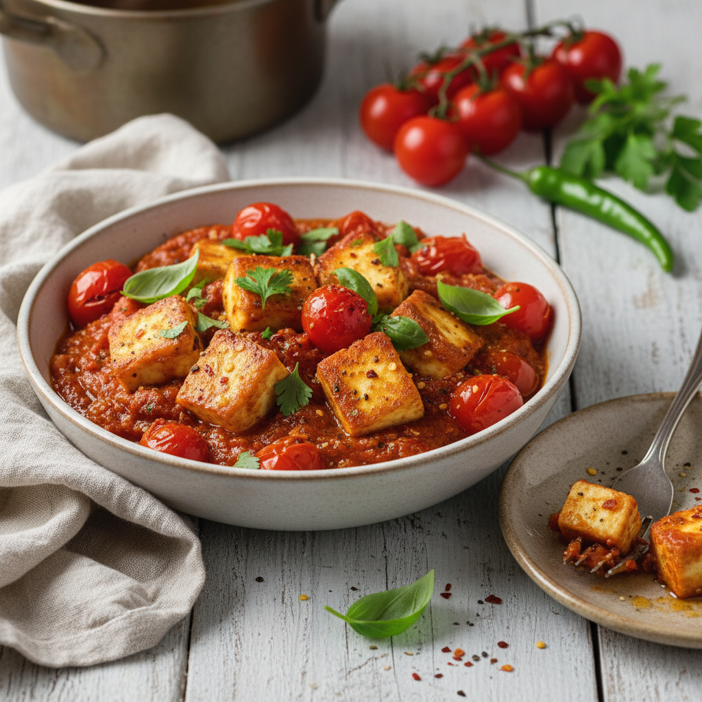 Paneer With Burst Cherry Tomato Sauce
